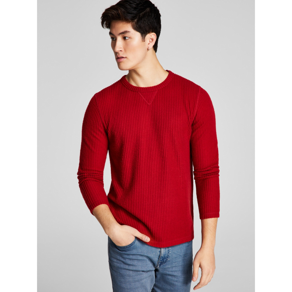 And Now This Men Crewneck Knit Thermal Shirt Red Dahlia Size XXL